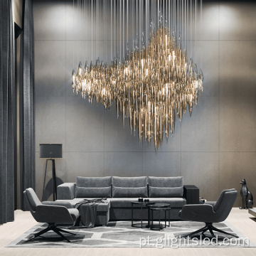 Candelabro de lustre moderno para lobby de hotel de luxo